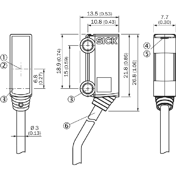 Cellule Bar. reflex PNP P=1.2m PinPoint LO/DO / Câble 2m PVC - WL2S-2P1130-Lire la description