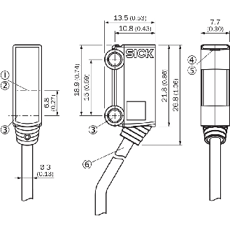 Cellule Bar. reflex PNP P=1.2m PinPoint LO / Câble 5m PVC - WL2S-2P1030S10-Lire la description