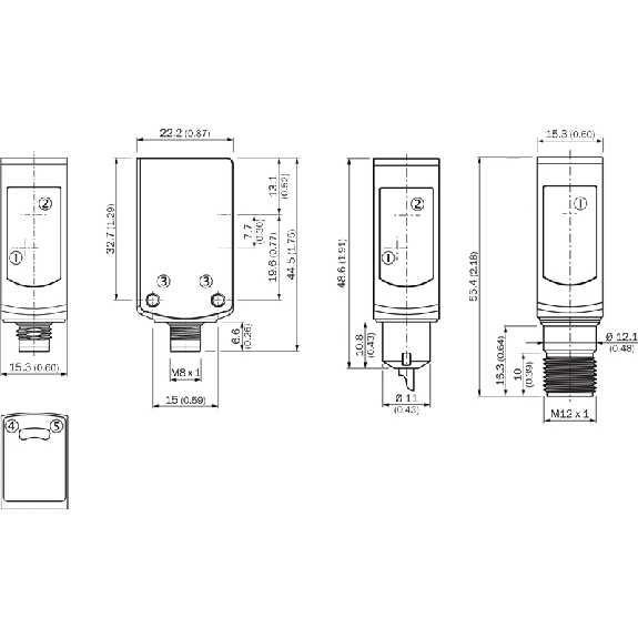 Cellule EAP PNP P=120mm PinPoint LO Inox WD / M08 4P - WTB4S-3P2235VS07-Lire la description