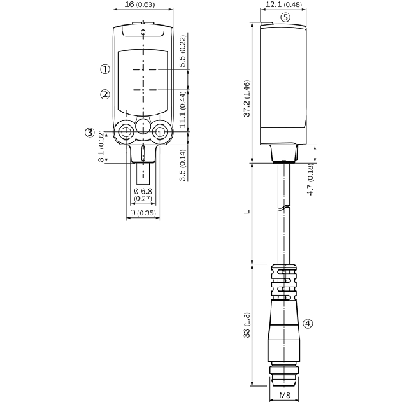Cellule Bar. reflex PNP/NPN P=4,5m PinPoint LO/DO / M08 4P+C0.11m - WLD4FP-321121A0ZZZ-Lire la description