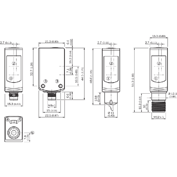 Cellule EAP PNP P=200mm Teach Laser LO/DO Inox WD / M12 4P - WTB4SL-3P2264VS02-Lire la description
