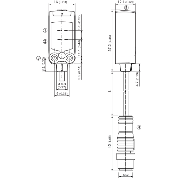 Cellule Bar. reflex PNP/NPN P=4,5m PinPoint LO/DO / M12 4P+C0.2m - WLD4FP-841121A0ZZZ-Lire la description