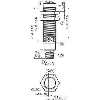 Cellule Directe PNP P=550mm PinPoint M18 Inox V4A Axial / M12 4P - GRTE18-P2442V-Lire la description