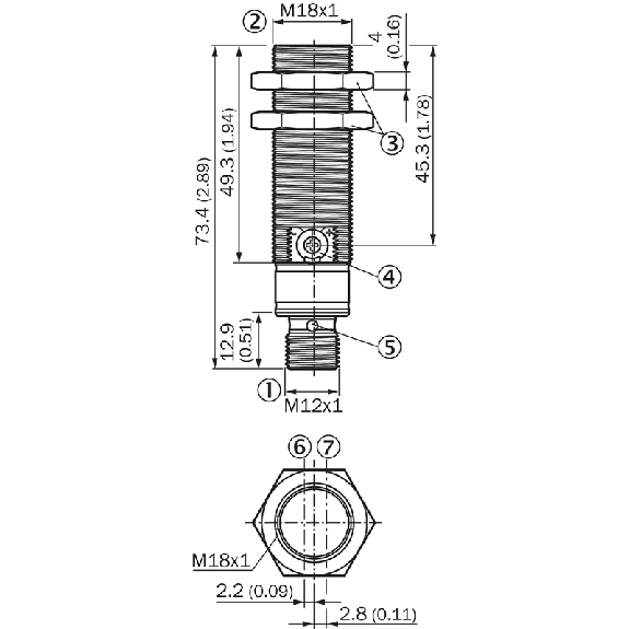 Cellule Directe PNP P=550mm PinPoint M18 Inox V4A Axial / M12 4P - GRTE18-P2442V-Lire la description