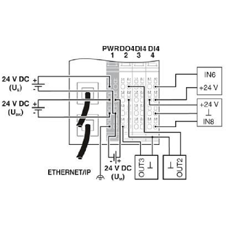Tête de station Ethernet/IP, 8 entrées 24VDC, 4 sorties 24VDC 500mA - IL EIP BK DI8 DO4 2TX-PAC-Lire la description