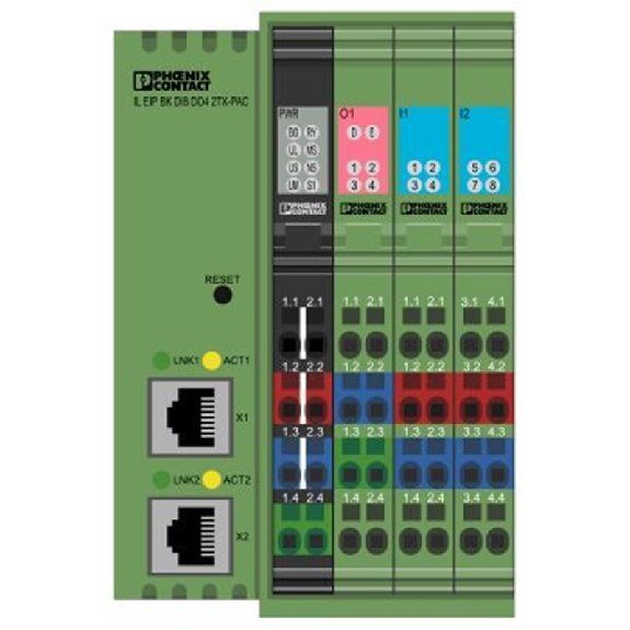 Tête de station Ethernet/IP, 8 entrées 24VDC, 4 sorties 24VDC 500mA - IL EIP BK DI8 DO4 2TX-PAC Tête de station Ethernet/IP, 8 entrées 24VDC, 4 sorties 24VDC 500mA - IL EIP BK DI8 DO4 2TX-PAC-Lire la description