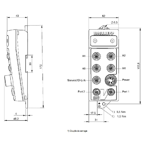 Unité d'exploitation universelle PROFINET I/O (IRT) switch 2 ports - BIS V-6108-048-C002 (BIS013U)-Lire la description