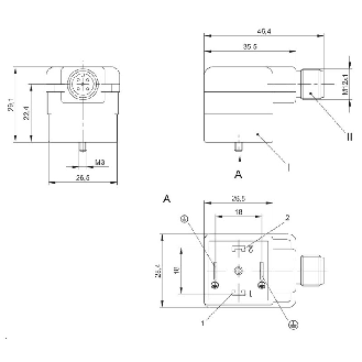 Adaptateur EV Forme A 18mm 24VAC/DC LED / M12 4P arrière - BCC VA04-M415-3E-RA125-000 (BCC0HKZ)-Lire la description