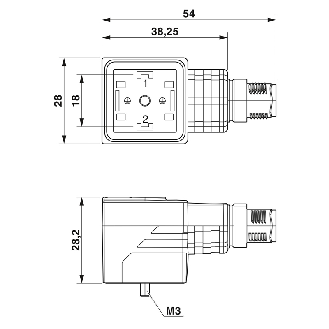 Adaptateur EV Forme A 18mm 24VAC/DC LED+Diode Zener / M12 3P arrière - SAC-3P-MR/A-1L-Z SCO-Lire la description