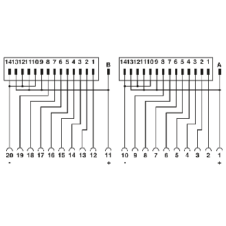 Adaptateur pour GE-FANUC, connectable 2 x 8 voies, sorties TOR - FLKM 14-PA/GE/DO-Lire la description