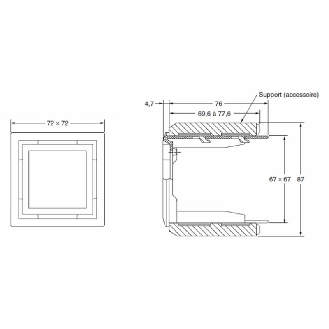 Adaptateur 72x72mm vers 48x48mm - Y92F-45-Lire la description