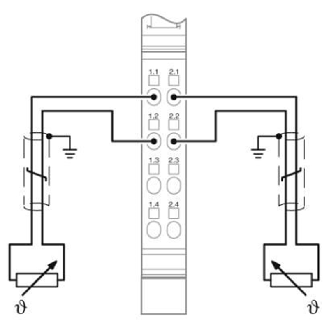 Module d'acquisition de température 4 entrées Pt 100, 2 fils, IP20-Lire la description