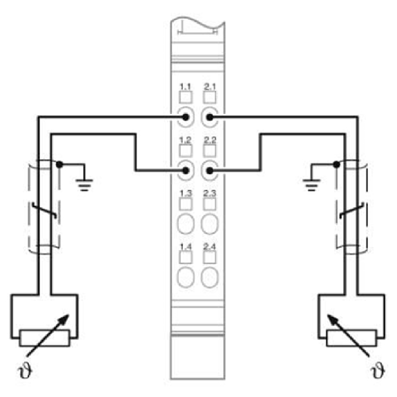 Module d'acquisition de température 4 entrées Pt 100, 2 fils, IP20-Lire la description