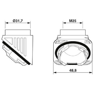 Adaptateur, plastique, pour boîtier EVO, filetage M25 - HC-B-TA-M25-PLR-BK-Lire la description