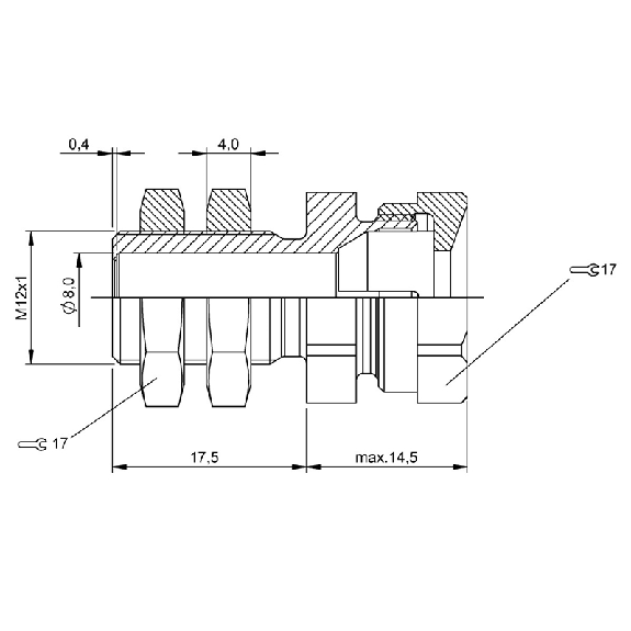 Suppport pour détecteur Ø8mm ou M08, Laiton nickelé, Ø17x32mm - BES 08,0-KH-2S (BAM00AH) Suppport pour détecteur Ø8mm ou M08, Laiton nickelé, Ø17x32mm - BES 08,0-KH-2S (BAM00AH)-Lire la description