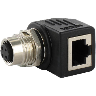 Adaptateur Ethernet M12/RJ45, CAT 5, fem/fem 90°, codé D, 4 pôles - 7000-99052-0000000-Lire la description