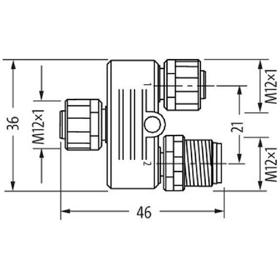 Coupleur en T M12A Fem 5p/M12A Fem 5p + M12A Mâle 5p - 7000-42751-0000000-Lire la description
