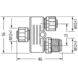 Coupleur en T M12A Fem 5p/M12A Fem 5p + M12A Mâle 5p - 7000-42751-0000000-Lire la description