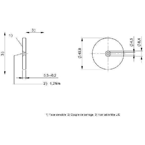 Support de données HF (13,56 MHz), 736 octets, 4 octets, rond - BIS M-134-10/L-HT (BIS00Y7)-Lire la description