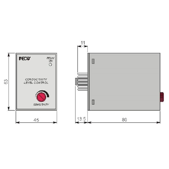 Relais de contrôle de niveau 24VAC , 11 broches - CL1004/U 24Vac Relais de contrôle de niveau 24VAC , 11 broches - CL1004/U 24Vac-Lire la description