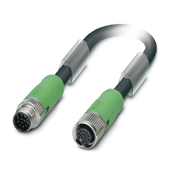 Câble M12A Mâle Droit 12p/M12A Fem Droit 12p Blindé PUR/PVC Noir 20m-Lire la description