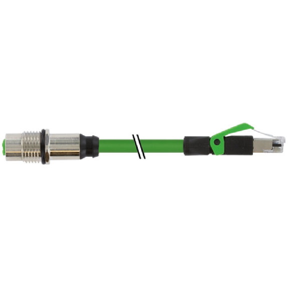 Embase M12D Fem/RJ45 Mâle Droit; Câble Blindé PUR Vert Cpc 0.3m - 7000-44851-7960030 Embase M12D Fem/RJ45 Mâle Droit; Câble Blindé PUR Vert Cpc 0.3m - 7000-44851-7960030-Lire la description