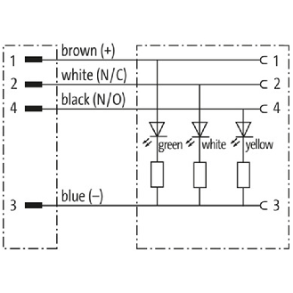 M12A Fem 90° 4p LED PNP/M12A Mâle 0° 4p; PUR 4x0,34 Noir Cpc 0.6m - 7000-40341-6340060-Lire la description