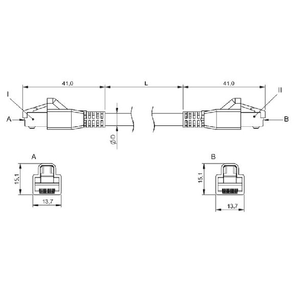 RJ45 Mâle Droit/RJ45 Mâle Droit; TPE Blindé 4x24AWG Bleu Cpc 0.6m - BCC E894-E894-90-339-ES64N9-006 (BCC0E8K)-Lire la description