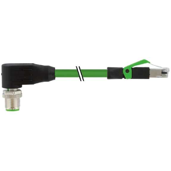 M12X Mâle Coudé /RJ45 Mâle Droit; PUR Vert 10m Gigabit Cat. 6a - 7000-51201-7901000 M12X Mâle Coudé /RJ45 Mâle Droit; PUR Vert 10m Gigabit Cat. 6a - 7000-51201-7901000-Lire la description
