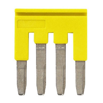 Pontage sécable jaune, 4 pôles, pour bornes Push-In + de 2,5mm² - XW5S-P2.5-4YL-Lire la description