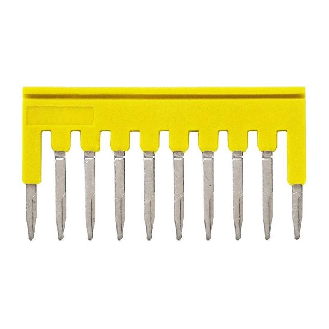 Pontage sécable jaune, 10 pôles, pour bornes Push-In + de 1,5mm² - XW5S-P1.5-10YL-Lire la description