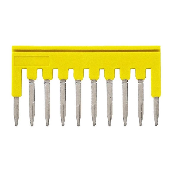 Pontage sécable jaune, 10 pôles, pour bornes Push-In + de 1,5mm² - XW5S-P1.5-10YL-Lire la description