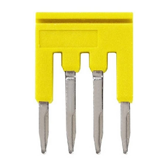 Pontage sécable jaune, 4 pôles, pour bornes Push-In + de 1,5mm² - XW5S-P1.5-4YL-Lire la description