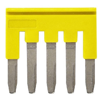 Pontage sécable jaune, 5 pôles, pour bornes Push-In + de 2,5mm² - XW5S-P2.5-5YL-Lire la description