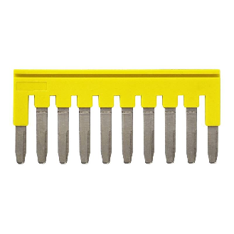 Pontage sécable jaune, 10 pôles, pour bornes Push-In + de 2,5mm² - XW5S-P2.5-10YL-Lire la description