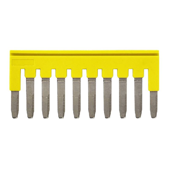 Pontage sécable jaune, 10 pôles, pour bornes Push-In + de 2,5mm² - XW5S-P2.5-10YL-Lire la description