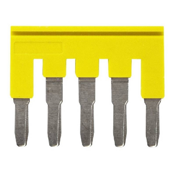 Pontage sécable jaune, 5 pôles, pour bornes Push-In + de 4,0mm² - XW5S-P4.0-5YL-Lire la description