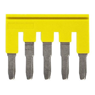 Pontage sécable jaune, 5 pôles, pour bornes Push-In + de 4,0mm² - XW5S-P4.0-5YL-Lire la description