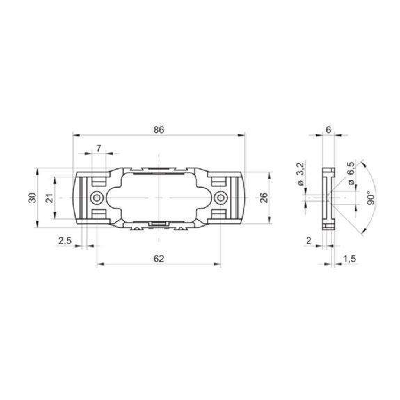 Cadre de montage pour le détecteur capacitifs CFDK 25 - HC25-1-Lire la description