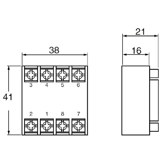 Embase 8 broches pour montage façade - AT78041J (AT8-R8K) Embase 8 broches pour montage façade - AT78041J (AT8-R8K)-Lire la description
