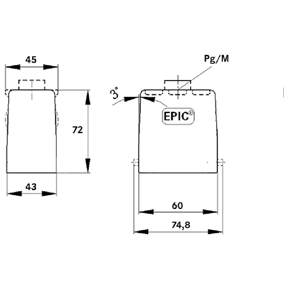 Capot haut (entrée de câble verticale, ergots pour simple levier)PG21 - 70020200 | EPIC H-B 6 TGH 21 Capot haut (entrée de câble verticale, ergots pour simple levier)PG21 - 70020200 | EPIC H-B 6 TGH 21-Lire la description
