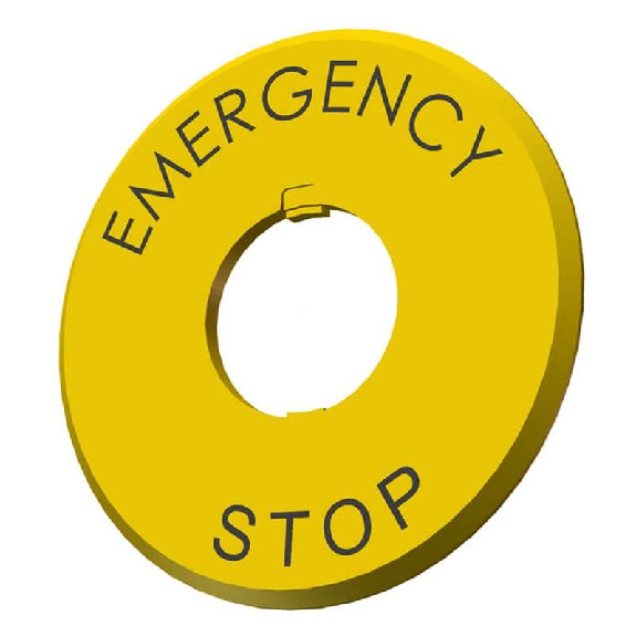 Plaquette pour arrêt d'urgence "Emergency Stop" - ES-HNAV-27-Lire la description