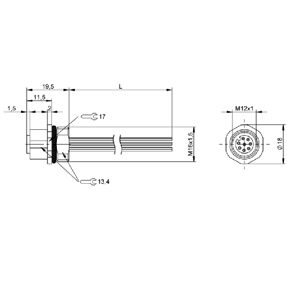 Passage de cloison M12 Fem Droit 8p/8 fils (8 x 0.25mm²) 0.5m, 30V - BCC M458-0000-1A-RM015-005 (BCC0E55) Passage de cloison M12 Fem Droit 8p/8 fils (8 x 0.25mm²) 0.5m, 30V - BCC M458-0000-1A-RM015-005 (BCC0E55)-Lire la description