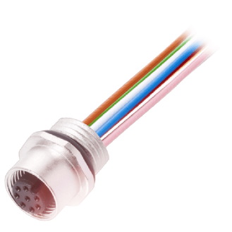 Passage de cloison M12 Fem Droit 8p/8 fils (8 x 0.25mm²) 0.5m, 30V - BCC M458-0000-1A-RM015-005 (BCC0E55)-Lire la description