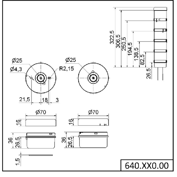 Élément de raccordement Bornes à visser BWM IP65 Ø70mm NOIR - 640.820.00 Élément de raccordement Bornes à visser BWM IP65 Ø70mm NOIR - 640.820.00-Lire la description