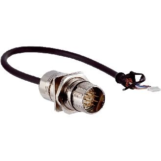 JST Fem Droit 8p/M23 Mâle Droit 12p; Câble Blindé PUR 8 fils 0,35m - STL-2312-GM35AA3-Lire la description