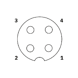 M12A Fem Droit 4p; Bornes à vis (x4), Ø4-6mm Pg7 - SACC-M12FS-4CON-PG7-Lire la description