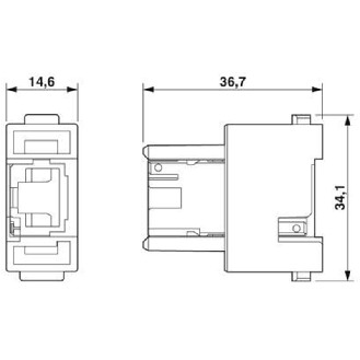 Module à élément de contact, inverseur de genre RJ45, femelle - HC-M-RJ45-08-GC-F/F-Lire la description
