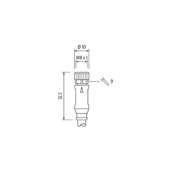 M08A Fem Droit 3p LED PNP; Câble PUR 3x0.25 Noir Cpc 25m - 7000-08111-6302500-Lire la description