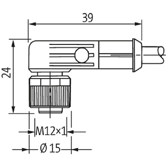 M12A Fem 90° 4p LED PNP/M12A Mâle 0° 4p; PUR 4x0,34 Noir Cpc 1m - 7000-40341-6340100-Lire la description